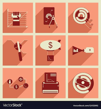 Concept of flat icons with long shadow economy vector image