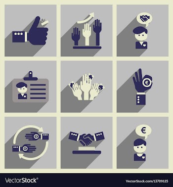 Concept of flat icons with long shadow economy vector image