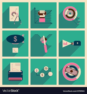 Concept of flat icons with long shadow economy vector image