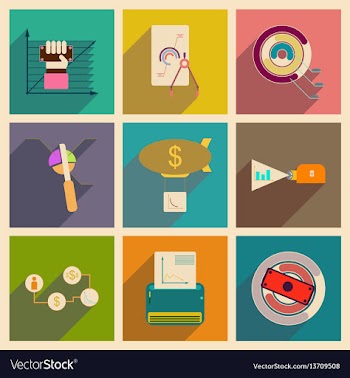 Concept of flat icons with long shadow economy vector image
