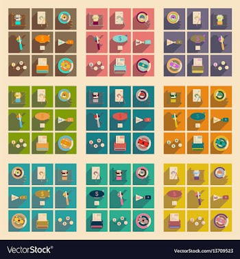 Concept of flat icons with long shadow economy vector image