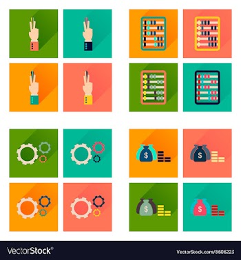 Concept of flat icons with long shadow economy vector image