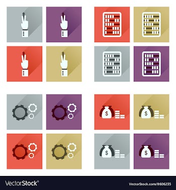 Concept of flat icons with long shadow economy vector image