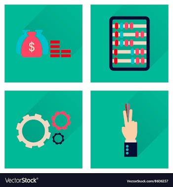 Concept of flat icons with long shadow economy vector image