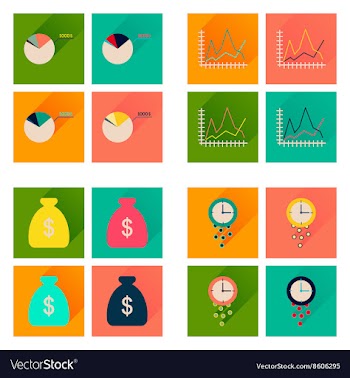 Concept of flat icons with long shadow economy vector image