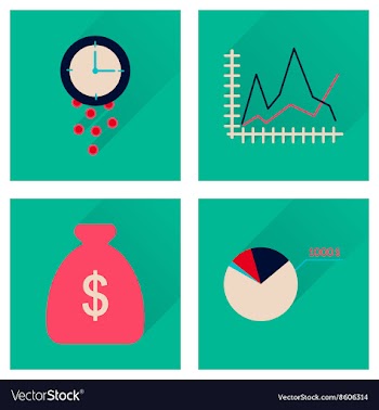 Concept of flat icons with long shadow economy vector image