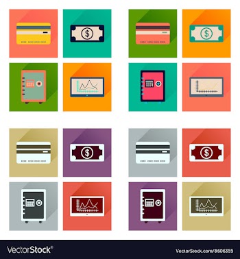 Concept of flat icons with long shadow economy vector image