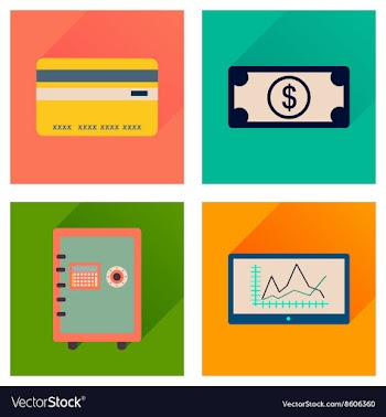 Concept of flat icons with long shadow economy vector image