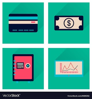 Concept of flat icons with long shadow economy vector image