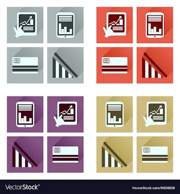 Concept of flat icons with long shadow economy vector image