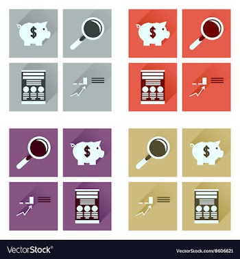 Concept of flat icons with long shadow economy vector image