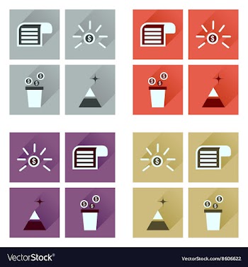 Concept of flat icons with long shadow economy vector image