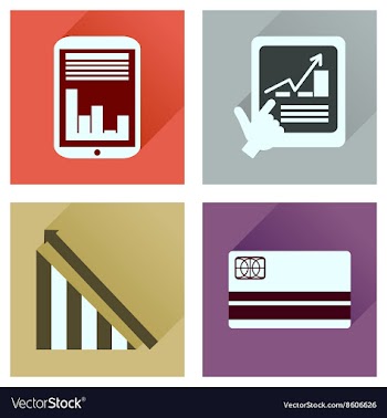 Concept of flat icons with long shadow economy vector image