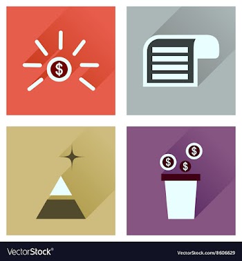 Concept of flat icons with long shadow economy vector image
