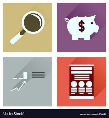 Concept of flat icons with long shadow economy vector image