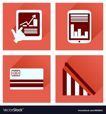 Concept of flat icons with long shadow economy vector image