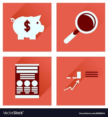 Concept of flat icons with long shadow economy vector image