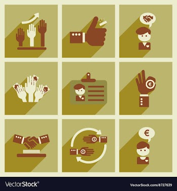 Concept of flat icons with long shadow economy vector image