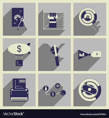 Concept of flat icons with long shadow economy vector image