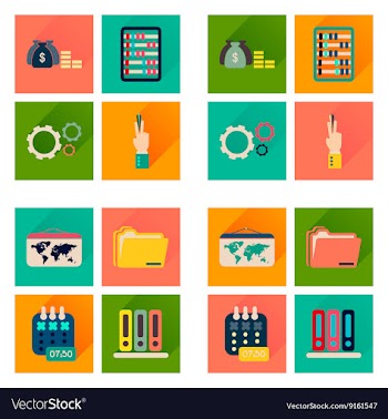Concept of flat icons with long shadow economy vector image