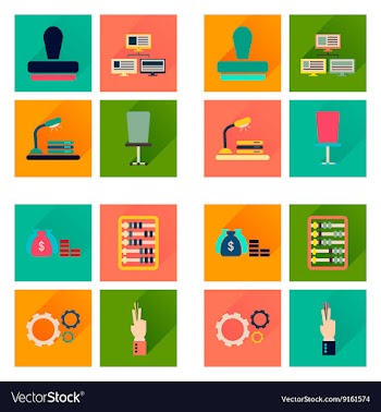 Concept of flat icons with long shadow economy vector image