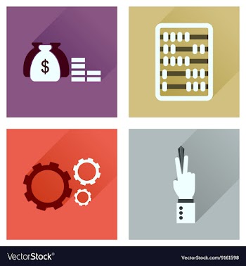 Concept of flat icons with long shadow economy vector image