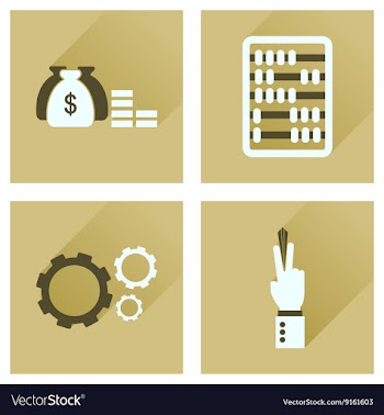 Concept of flat icons with long shadow economy vector image