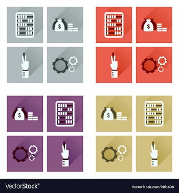 Concept of flat icons with long shadow economy vector image