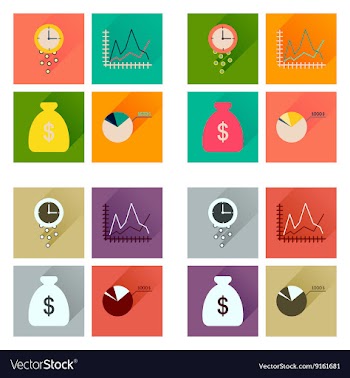 Concept of flat icons with long shadow economy vector image