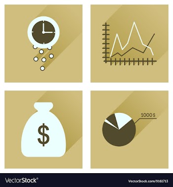 Concept of flat icons with long shadow economy vector image