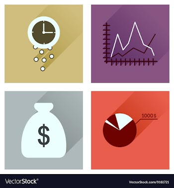 Concept of flat icons with long shadow economy vector image
