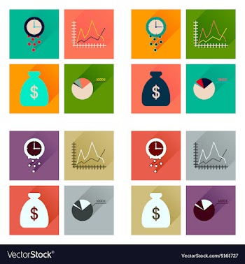 Concept of flat icons with long shadow economy vector image