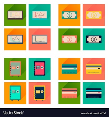 Concept of flat icons with long shadow economy vector image