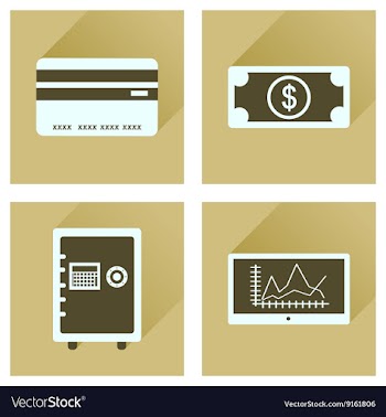 Concept of flat icons with long shadow economy vector image