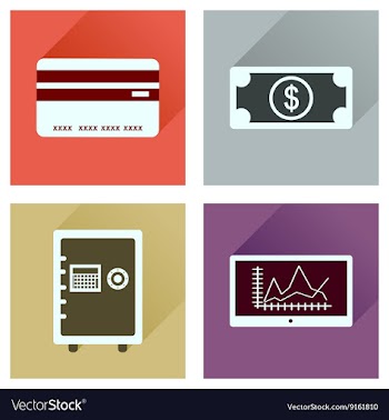 Concept of flat icons with long shadow economy vector image