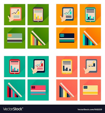 Concept of flat icons with long shadow economy vector image