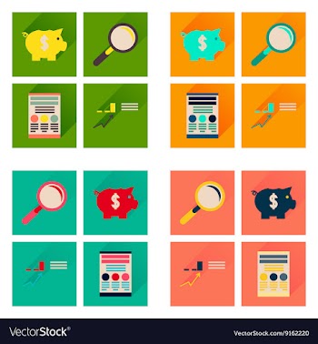 Concept of flat icons with long shadow economy vector image