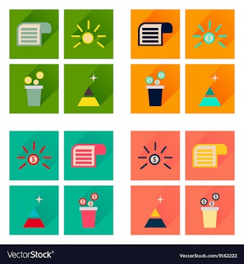 Concept of flat icons with long shadow economy vector image
