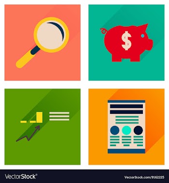 Concept of flat icons with long shadow economy vector image