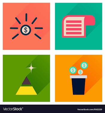 Concept of flat icons with long shadow economy vector image