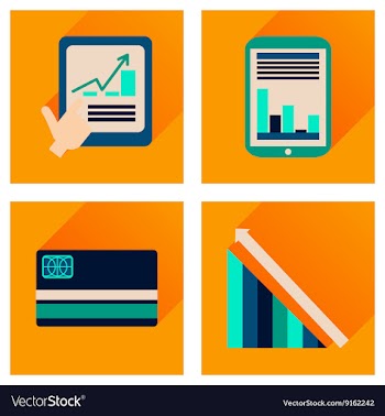 Concept of flat icons with long shadow economy vector image