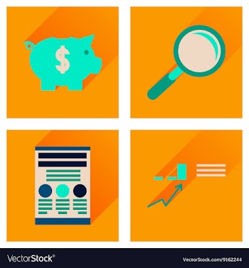 Concept of flat icons with long shadow economy vector image