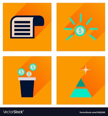 Concept of flat icons with long shadow economy vector image