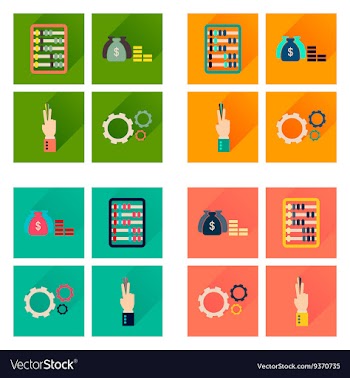 Concept of flat icons with long shadow economy vector image