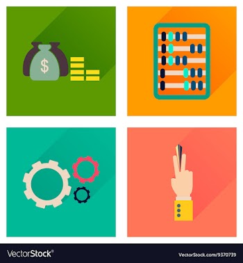 Concept of flat icons with long shadow economy vector image