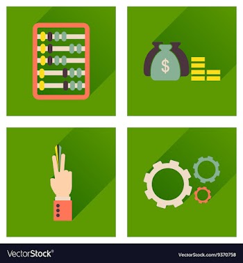 Concept of flat icons with long shadow economy vector image