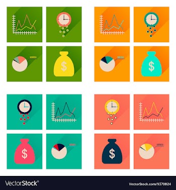 Concept of flat icons with long shadow economy vector image