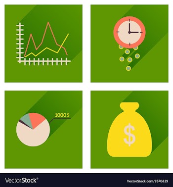 Concept of flat icons with long shadow economy vector image