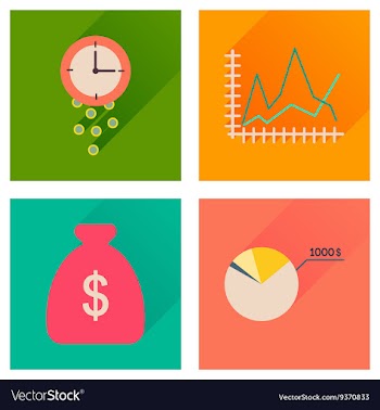 Concept of flat icons with long shadow economy vector image