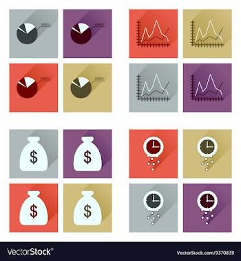 Concept of flat icons with long shadow economy vector image